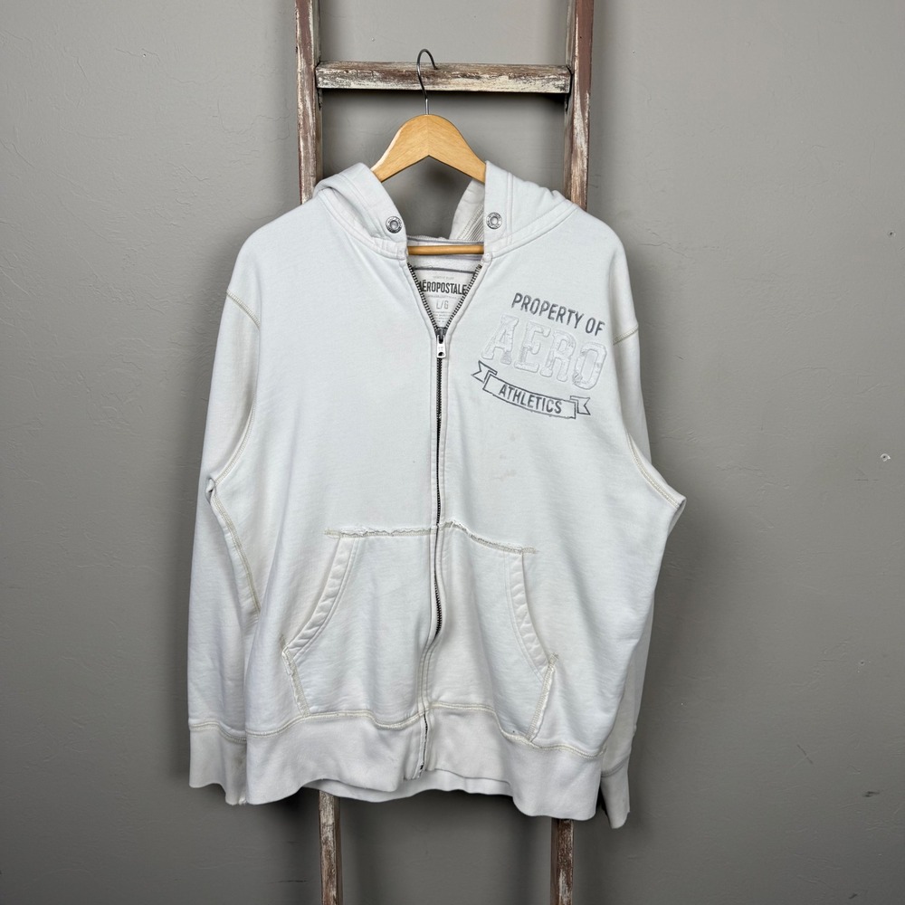 Vintage‎ Y2K/2000s Aeropostale Waffle Knit Zip Up Hoodie size Large